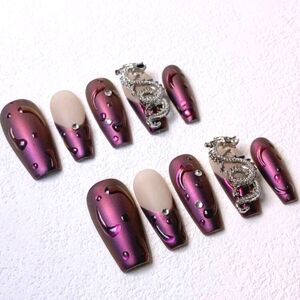 Handmade French dragon press ons